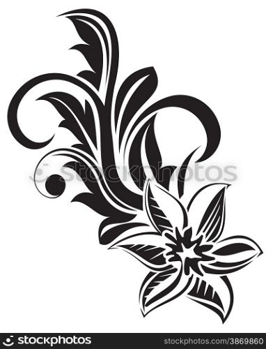 Vector illustration of black floral design element