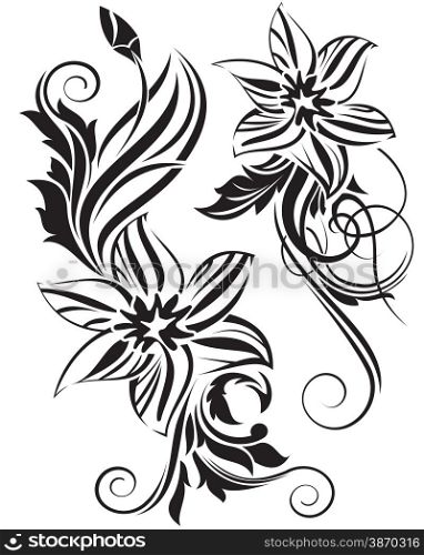 Vector illustration of black floral design element