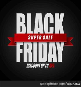 Vector illustration of Black Friday sale with red ribbon