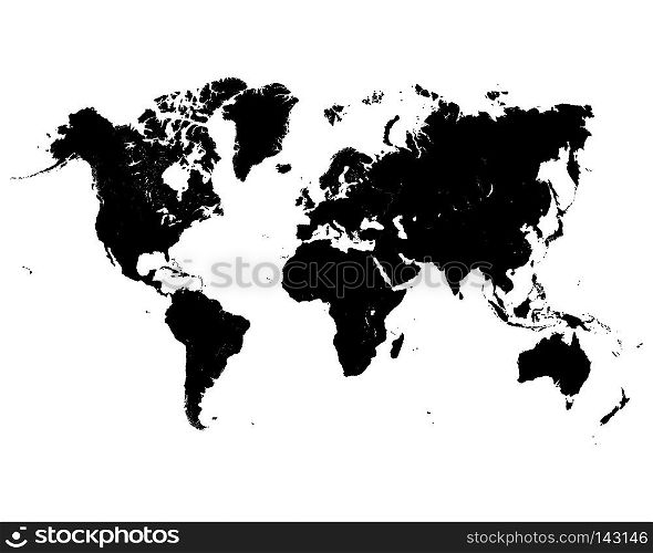 Vector illustration of black world map on a white background