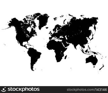Vector illustration of black world map on a white background