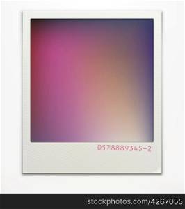 Vector illustration of blank retro polaroid photo frame over soft background with color correction layer for vintage faded look of your photos. Easy to use.