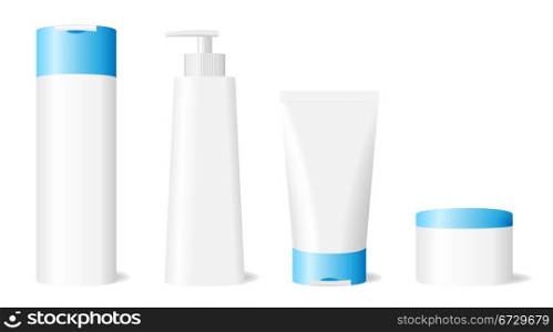 Vector illustration of blank skin care set isolated on white background.