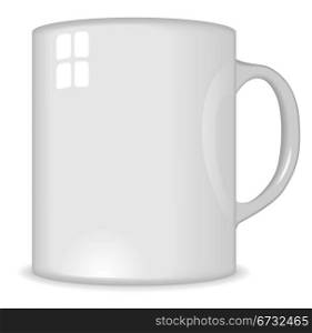Vector illustration of blank traditional white ceramic cup isolated on white background. Illustrator blend tool is used.