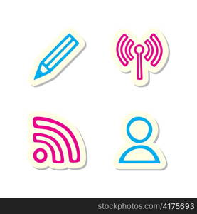 Vector Illustration of Blogging Icons on White Background