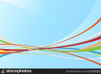 Vector illustration of blue abstract background made of colorful curved lines