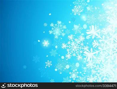 Vector illustration of Blue abstract background with cool snowflakes