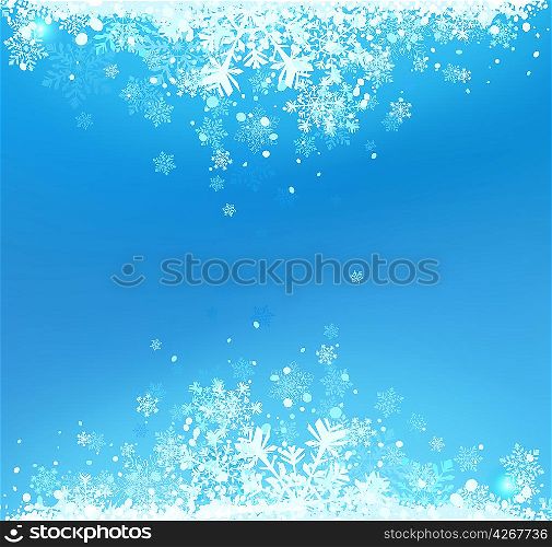 Vector illustration of Blue abstract background with cool snowflakes