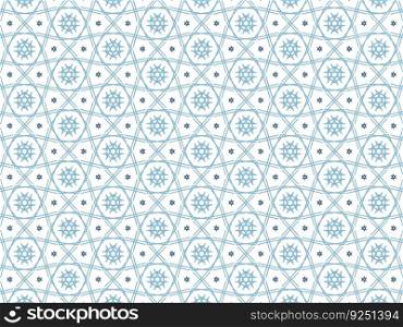 Vector Illustration of Blue Abstract Mandala or Ikat Texture Seamless Pattern for Wallpaper Background.
