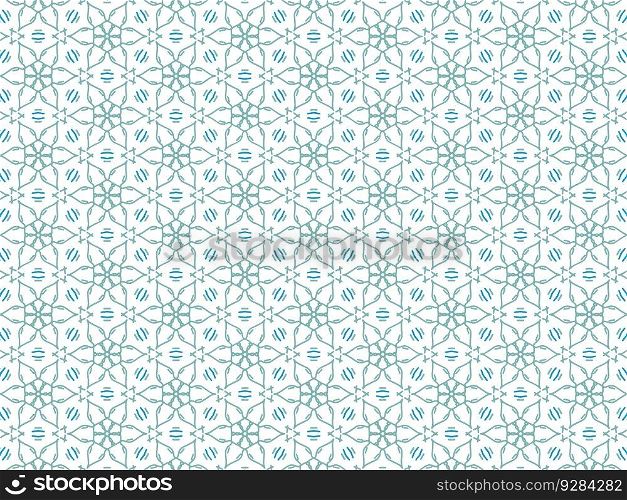 Vector Illustration of Blue Abstract Mandala or Ikat Texture Seamless Pattern for Wallpaper Background. 