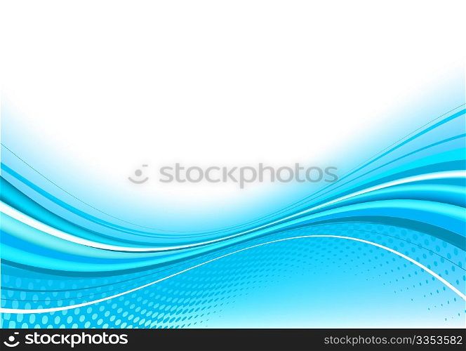 Vector illustration of Blue abstract techno background with dots and curved lines. Great for backgrounds or layering over other images and text