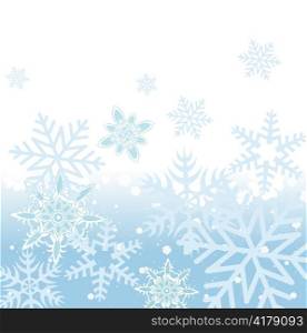 Vector illustration of blue Abstract Winter background with many different falling stylish snowflakes