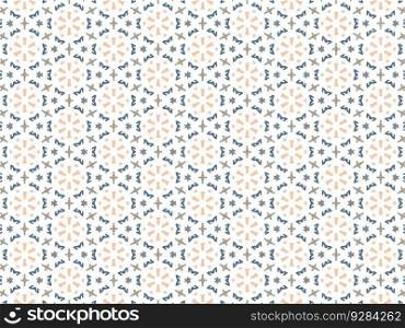 Vector Illustration of Blue and Orange Abstract Mandala or Ikat Texture Seamless Pattern for Wallpaper Background. 