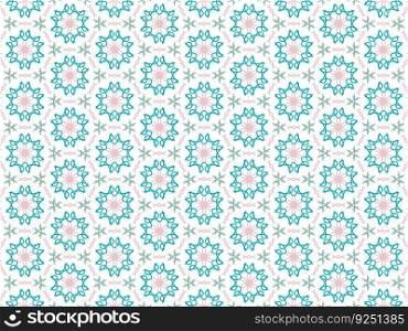 Vector Illustration of Blue and Pink Abstract Mandala or Ikat Texture Seamless Pattern for Wallpaper Background. 