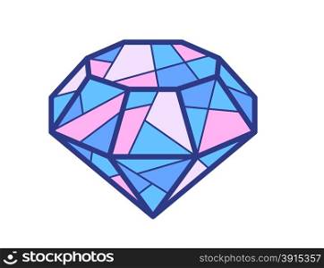 Vector illustration of blue and pink diamond on white background. Bright color line art design for web, site, advertising, banner, flyer, poster, board and print.