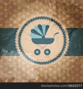 Vector illustration of blue baby carriage for newborn boy