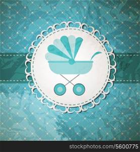 Vector illustration of BLUE baby carriage for newborn boy