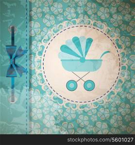 Vector illustration of BLUE baby carriage for newborn boy