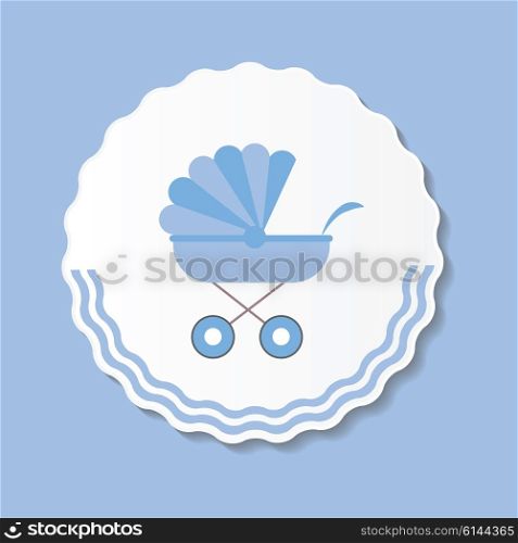 Vector Illustration of Blue Baby Carriage for Newborn Boy EPS10. Vector Illustration of Blue Baby Carriage for Newborn Boy