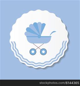 Vector Illustration of Blue Baby Carriage for Newborn Boy EPS10. Vector Illustration of Blue Baby Carriage for Newborn Boy