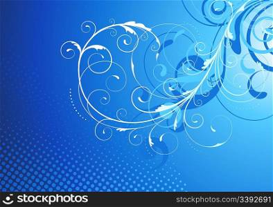 Vector illustration of blue Floral Decorative background