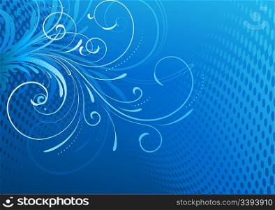 Vector illustration of Blue Floral Decorative background