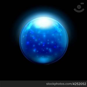Vector illustration of blue refracting Glass marbles/button sphere