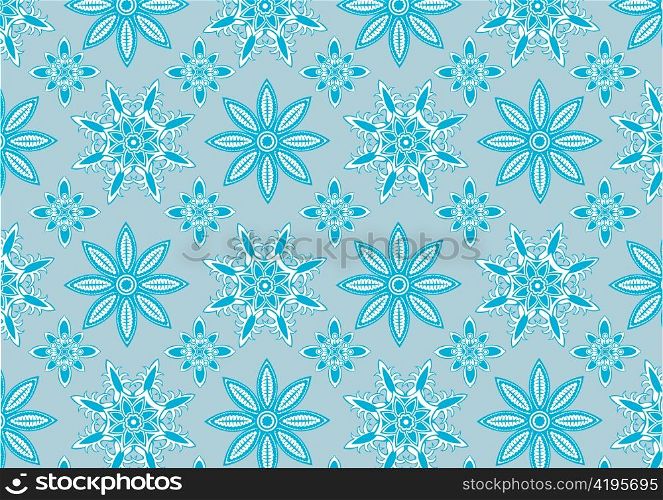 Vector illustration of Blue snowflake pattern . Winter season design element that can be used as background