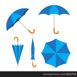 Vector illustration of blue umbrella vector set on white background