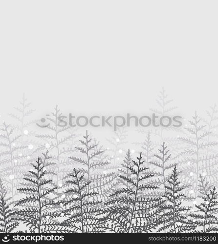 Vector illustration of bracken. Natural background, invitation card template with branches, leaf decoration.. Natural background with bracken