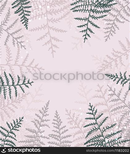 Vector illustration of bracken. Natural background, invitation card template with branches, leaf decoration.. Natural background with bracken