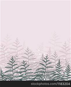 Vector illustration of bracken. Natural background, invitation card template with branches, leaf decoration.. Natural background with bracken