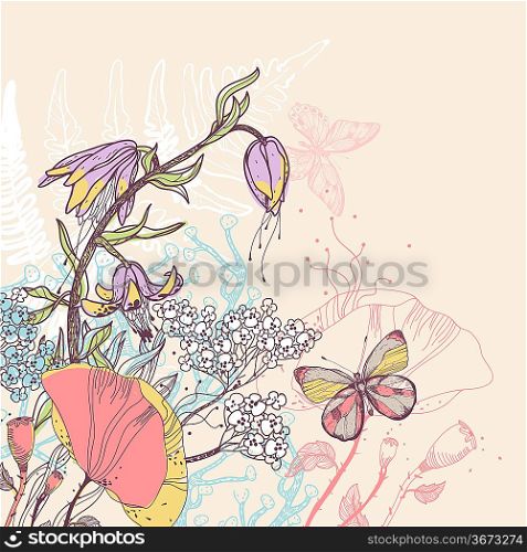 vector illustration of bright summer flowers