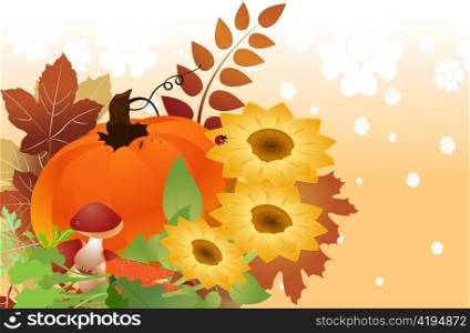 Vector illustration of bright thanksgiving day autumn background