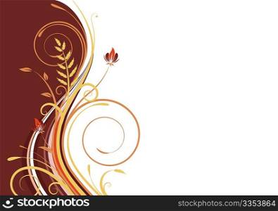 Vector illustration of brown style floral abstract background