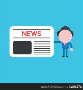 Vector illustration of businessman character holding newspaper.