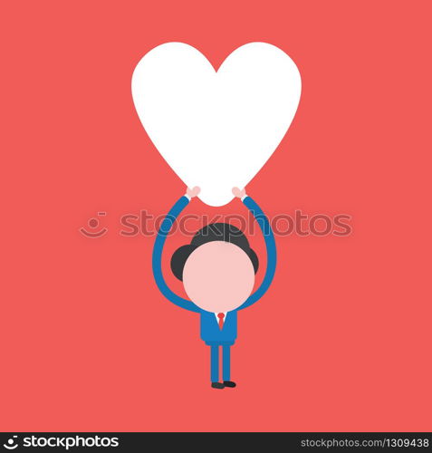 Vector illustration of businessman character holding up heart.