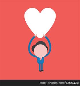 Vector illustration of businessman character holding up heart.
