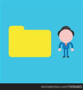 Vector illustration of businessman character with closed file folder.