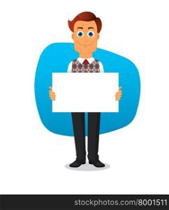 Vector illustration of Businessman with white paper