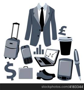 Vector illustration of bussiness man accessories set.