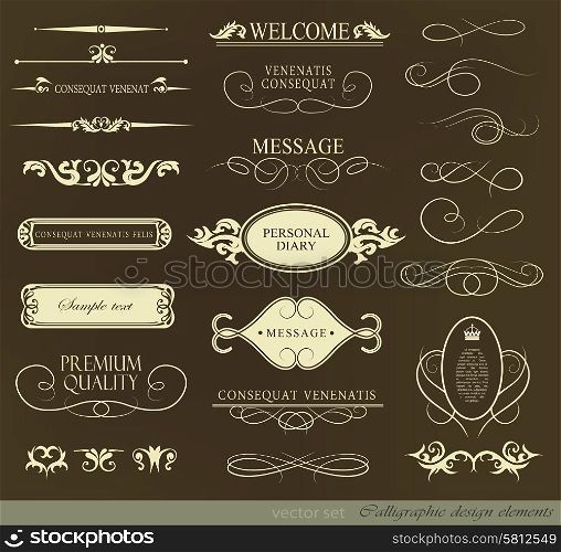 Vector illustration of calligraphic elements and page decoration/ retro vintage frame