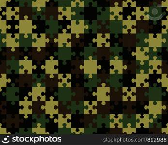 Vector illustration of camouflage seamless puzzle, separate pieces