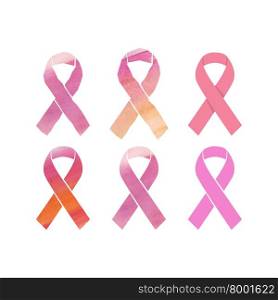 Vector illustration of Cancer pink ribbons set