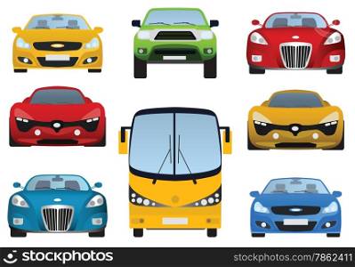 Vector illustration of cars collection (front view)