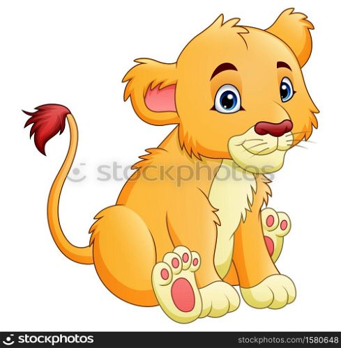 Vector illustration of Cartoon lioness isolated on white background
