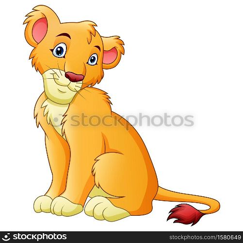 Vector illustration of Cartoon lioness isolated on white background