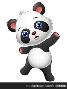 Vector illustration of Cartoon panda presenting