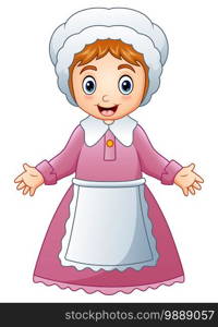 Vector illustration of Cartoon pilgrim woman