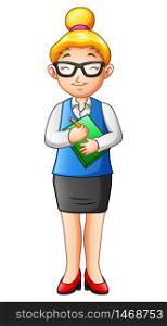Vector illustration of Cartoon woman teacher standing